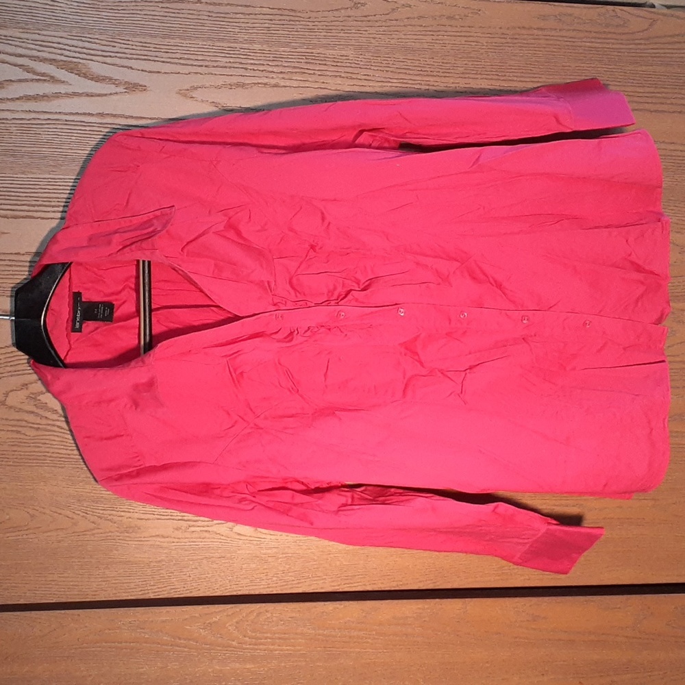 Lane Bryant womens vintage hot pink top with pretty square buttons top s…